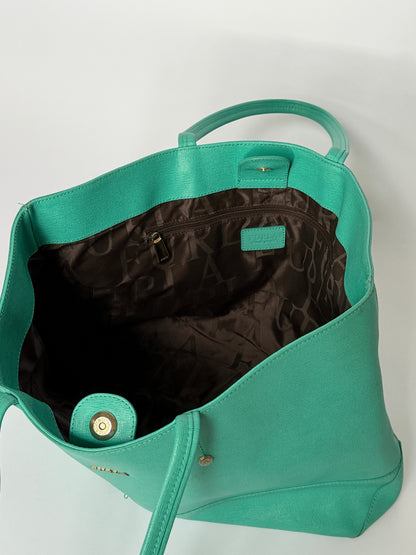 Turquoise Saffiano Leather Tote Bag