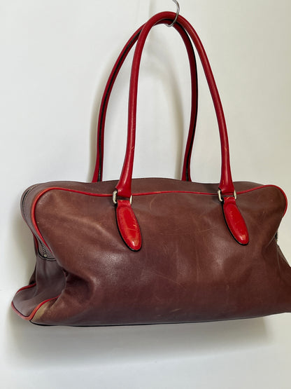 Miu Miu Leather Shoulder Bag with Red Contrast Handles