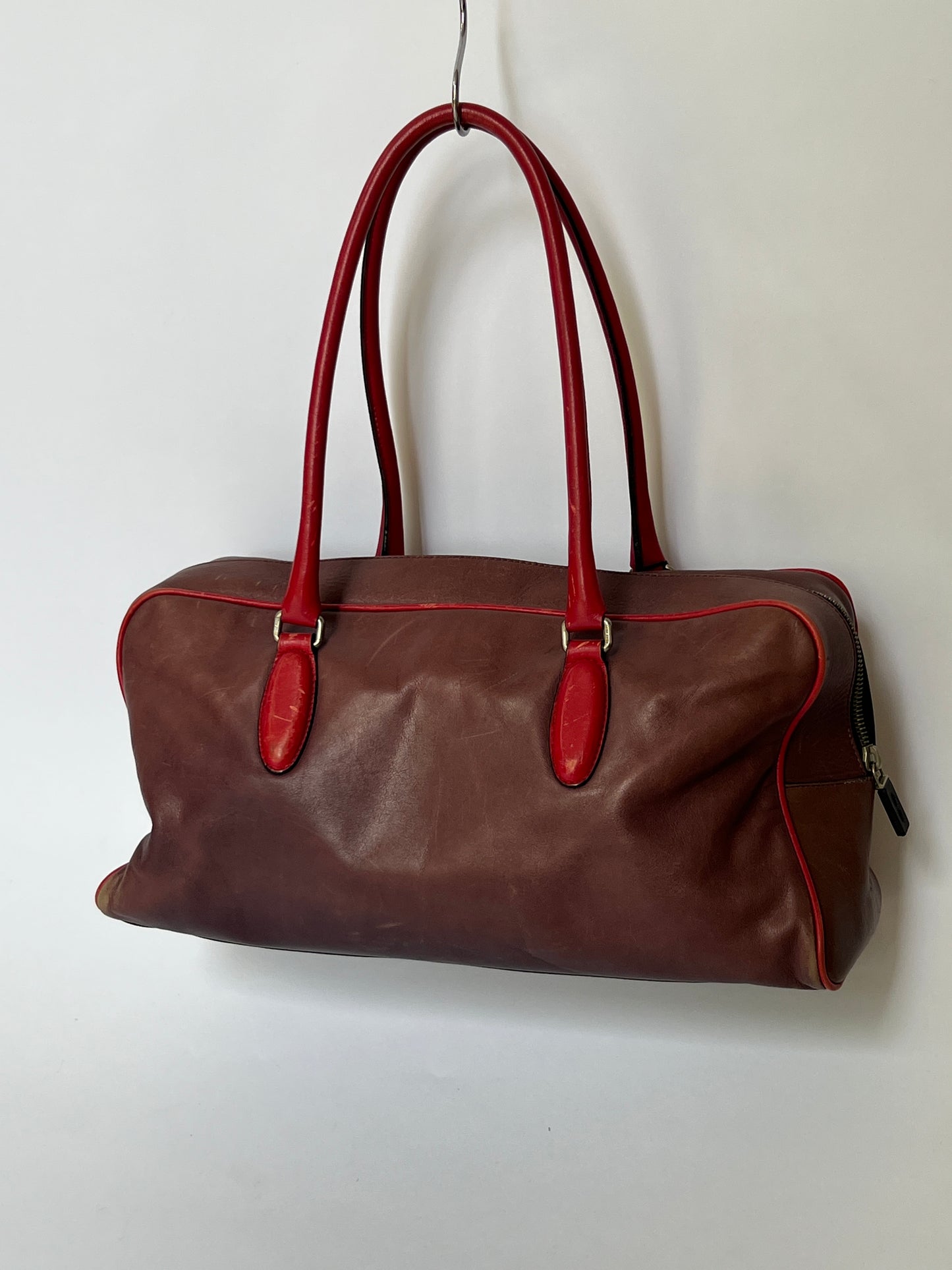 Miu Miu Leather Shoulder Bag with Red Contrast Handles