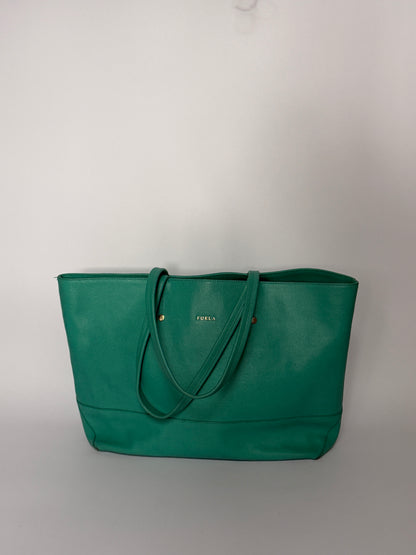Turquoise Saffiano Leather Tote Bag