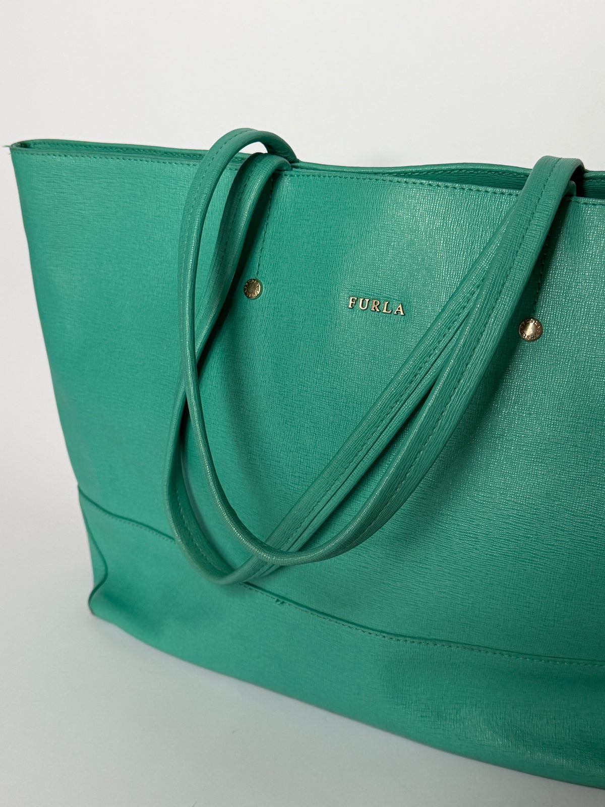 Turquoise Saffiano Leather Tote Bag