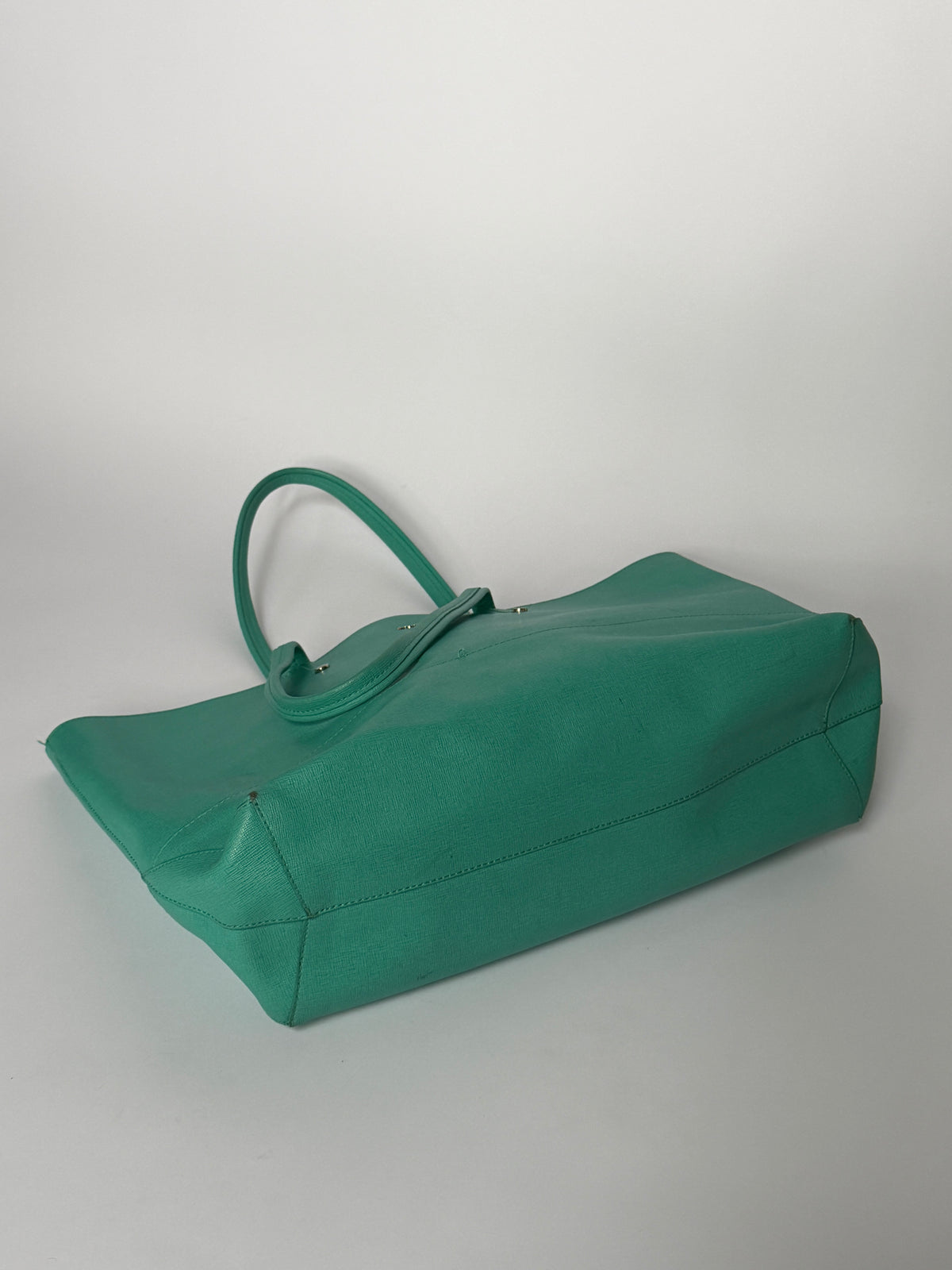 Turquoise Saffiano Leather Tote Bag