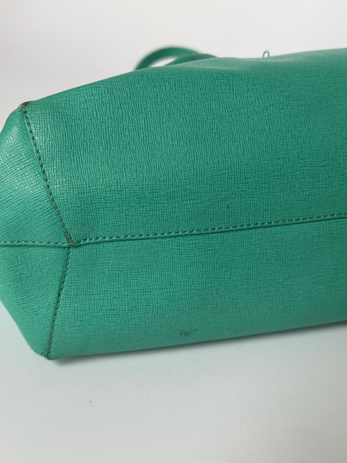 Turquoise Saffiano Leather Tote Bag