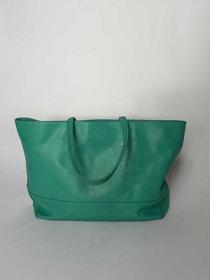 Turquoise Saffiano Leather Tote Bag