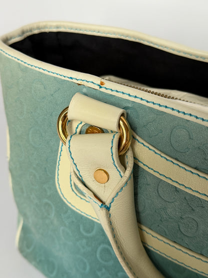 Céline Boogie Baby Blue Monogram Suede Tote Bag