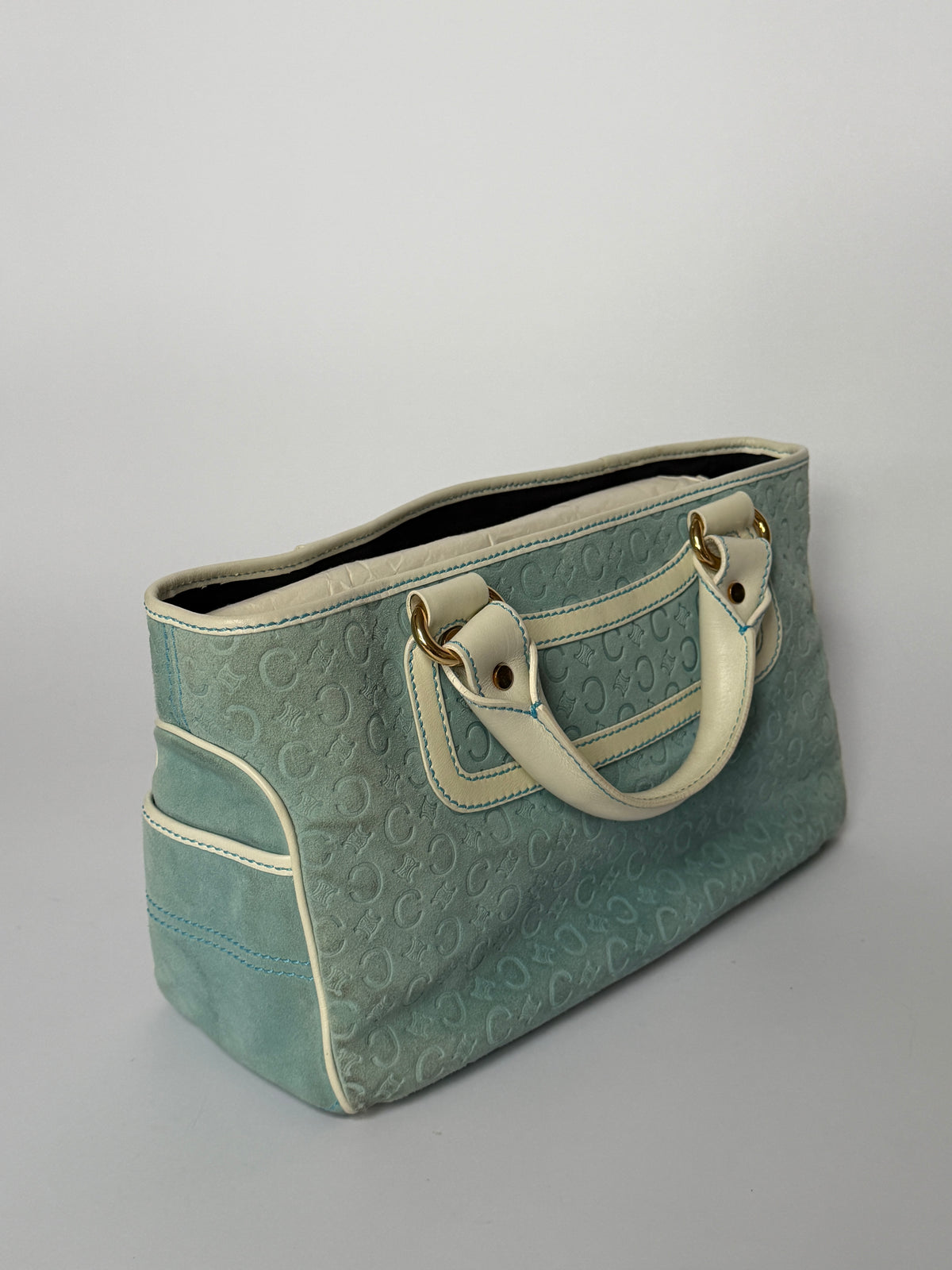 Céline Boogie Baby Blue Monogram Suede Tote Bag