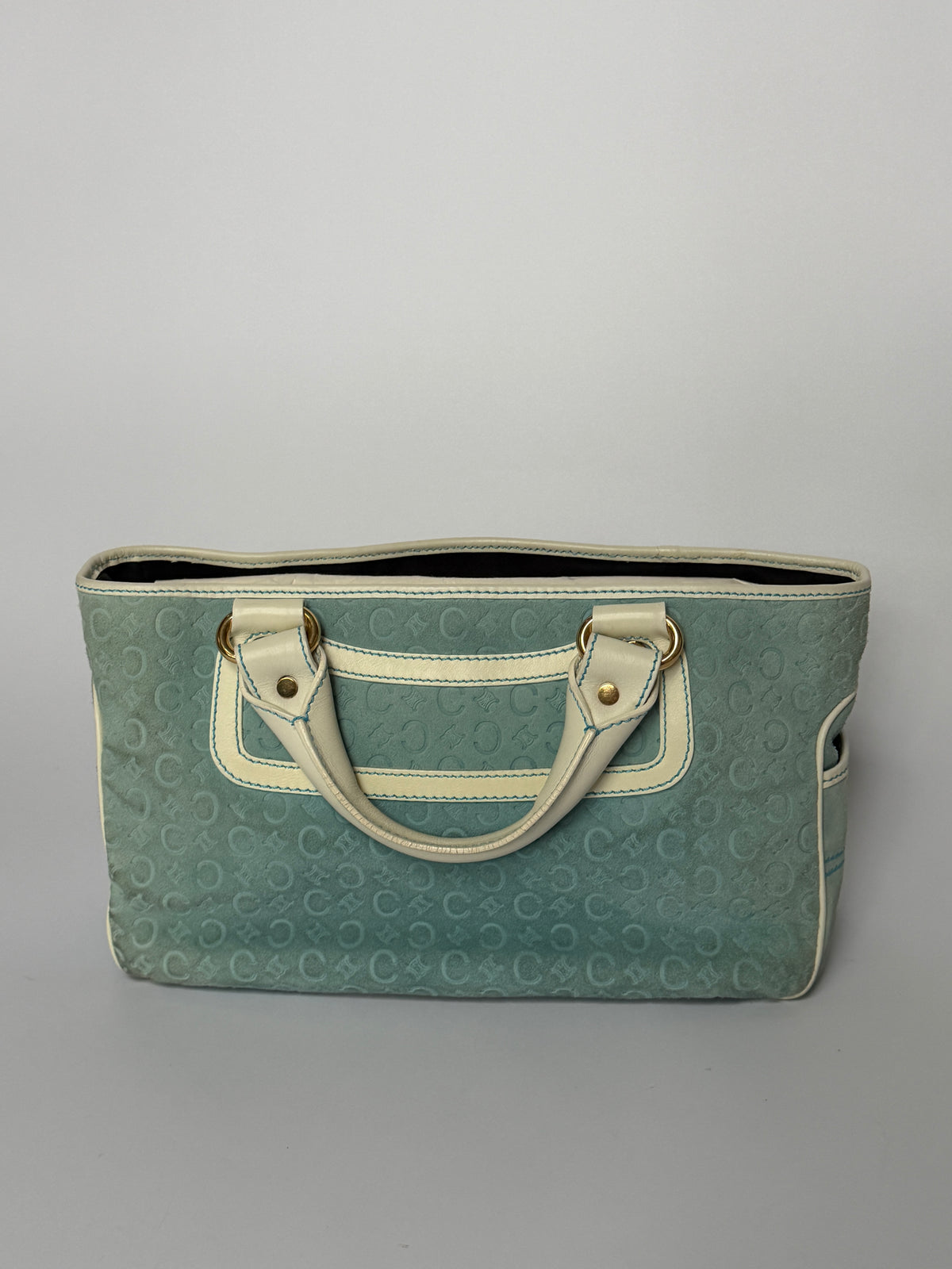 Céline Boogie Baby Blue Monogram Suede Tote Bag