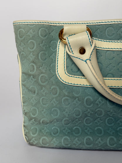 Céline Boogie Baby Blue Monogram Suede Tote Bag