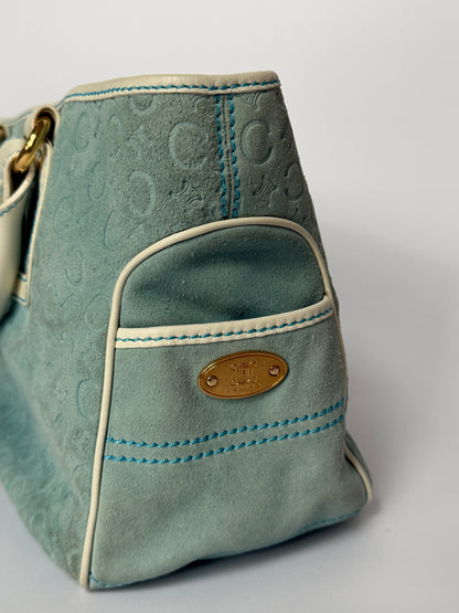 Céline Boogie Baby Blue Monogram Suede Tote Bag