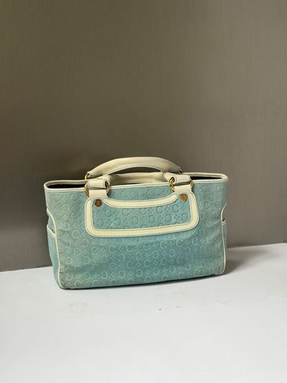 Céline Boogie Baby Blue Monogram Suede Tote Bag