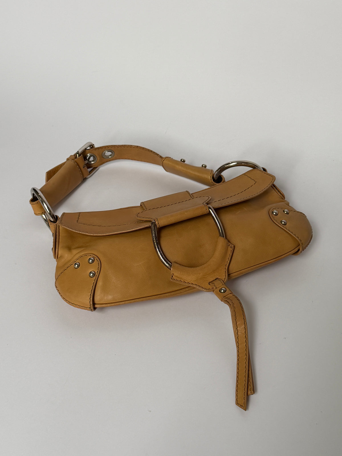 90s Dolce and Gabbana Camel Leather Bag with Oversized O-Ring