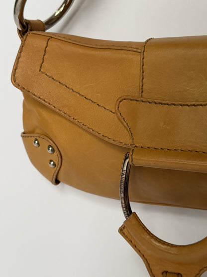 90s Dolce and Gabbana Camel Leather Bag with Oversized O-Ring