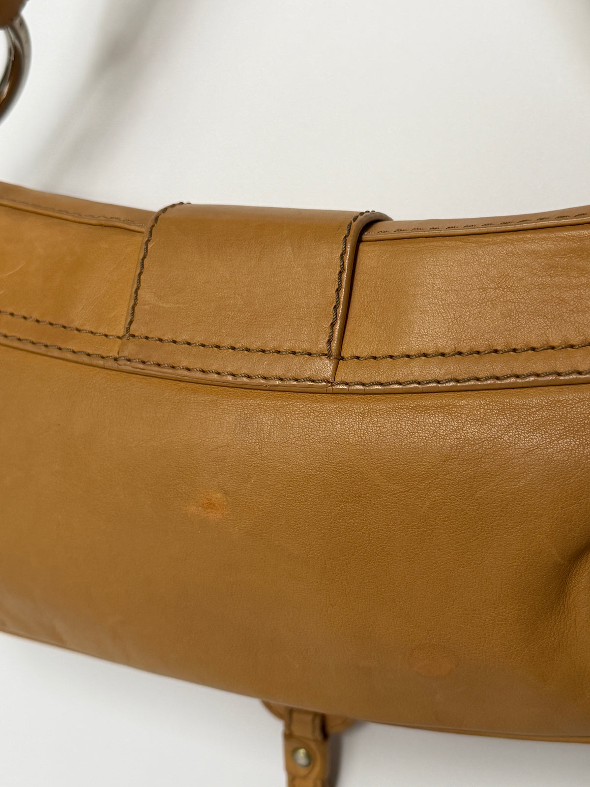 90s Dolce and Gabbana Camel Leather Bag with Oversized O-Ring