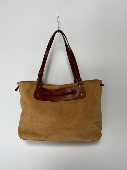Tan Suede Fringe Tote Bag