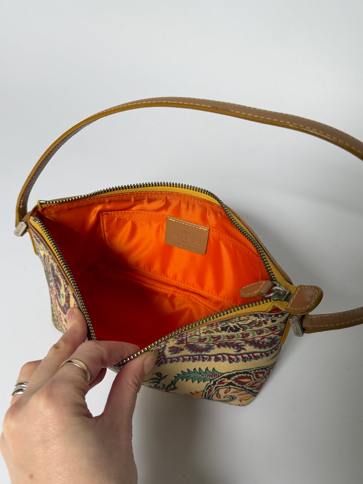 Paisley Print Canvas Mini Pouch Bag