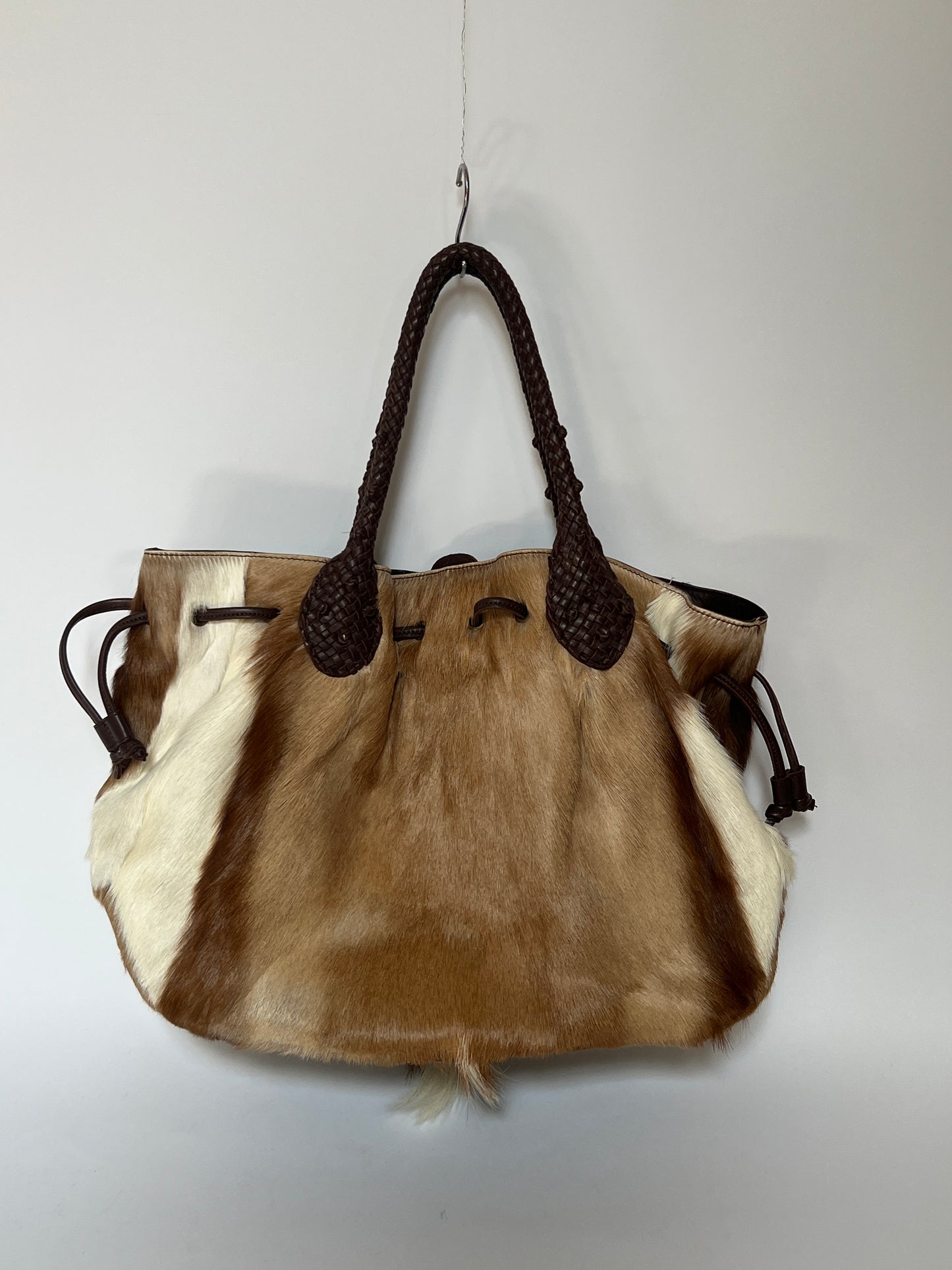 Deer Hair-On-Hide Leather Braided Hobo Tote