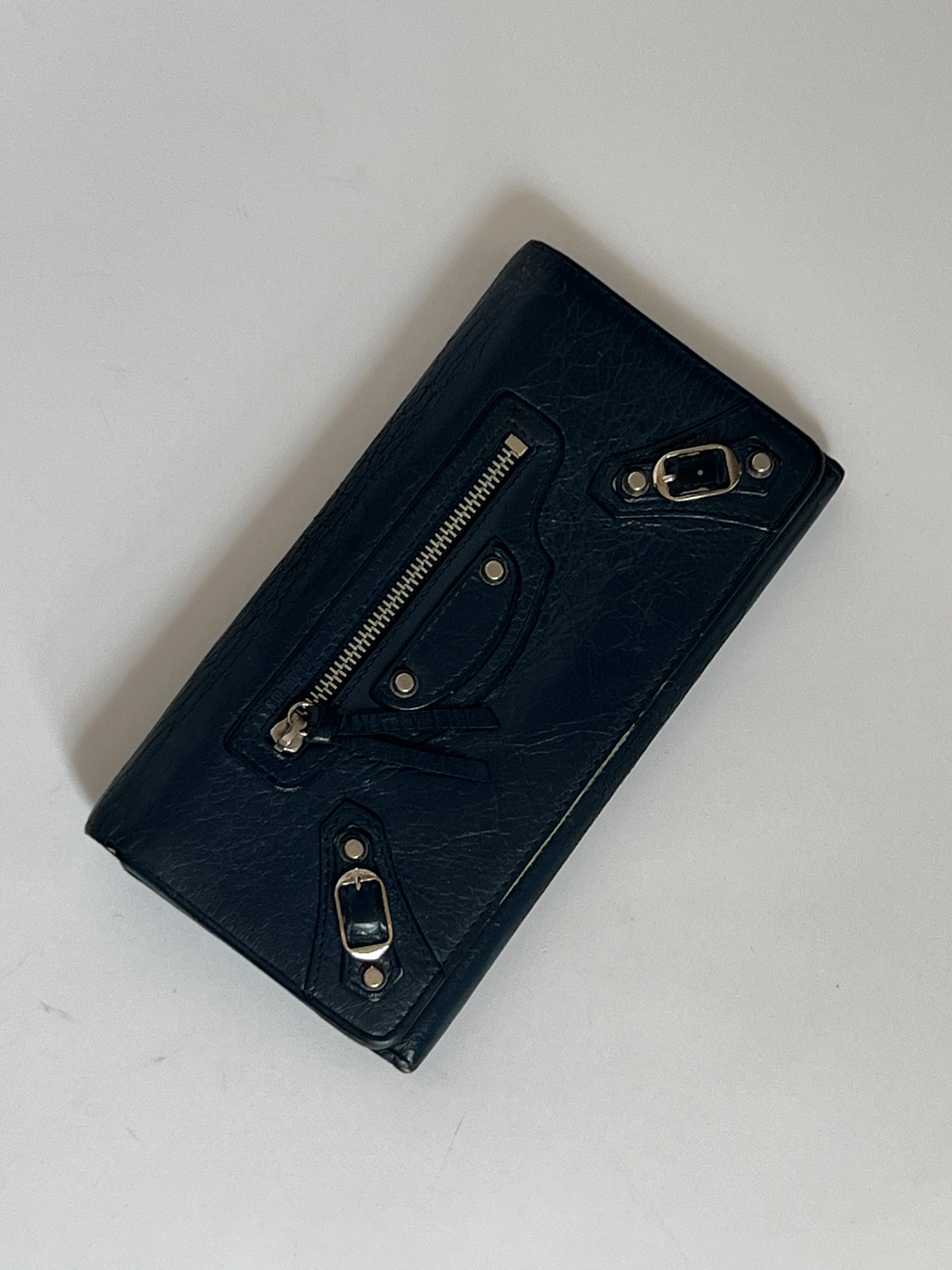 Balenciaga Motorcycle Navy Leather Wallet
