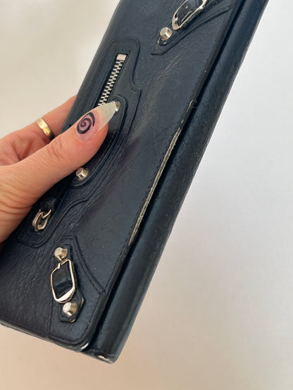 Balenciaga Motorcycle Navy Leather Wallet
