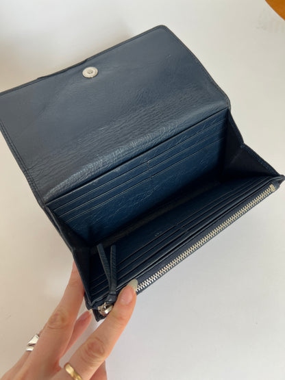 Balenciaga Motorcycle Navy Leather Wallet
