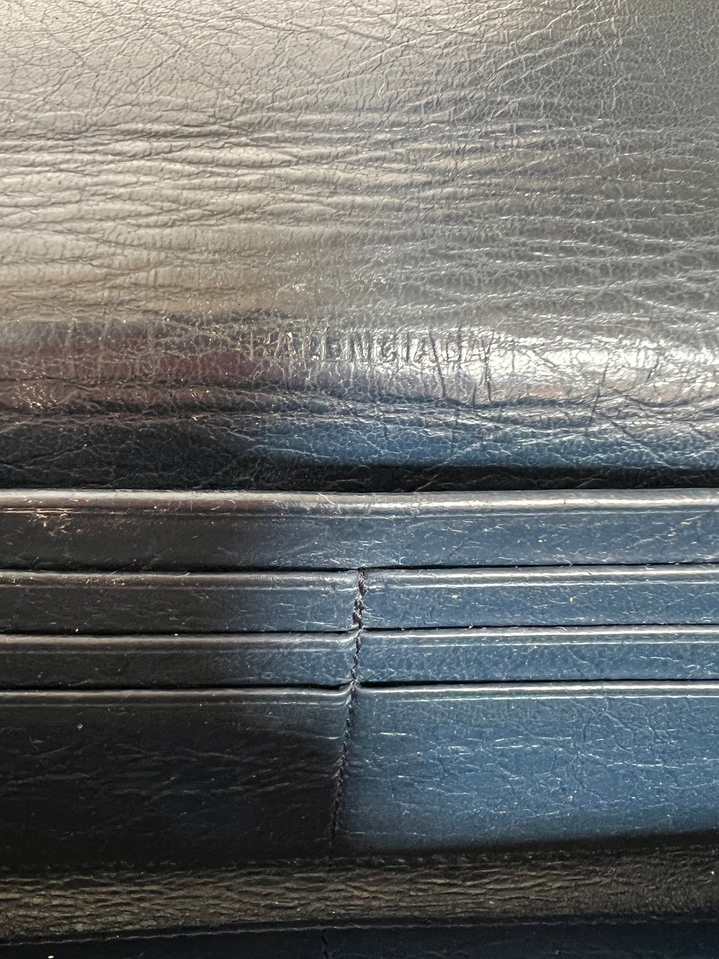 Balenciaga Motorcycle Navy Leather Wallet