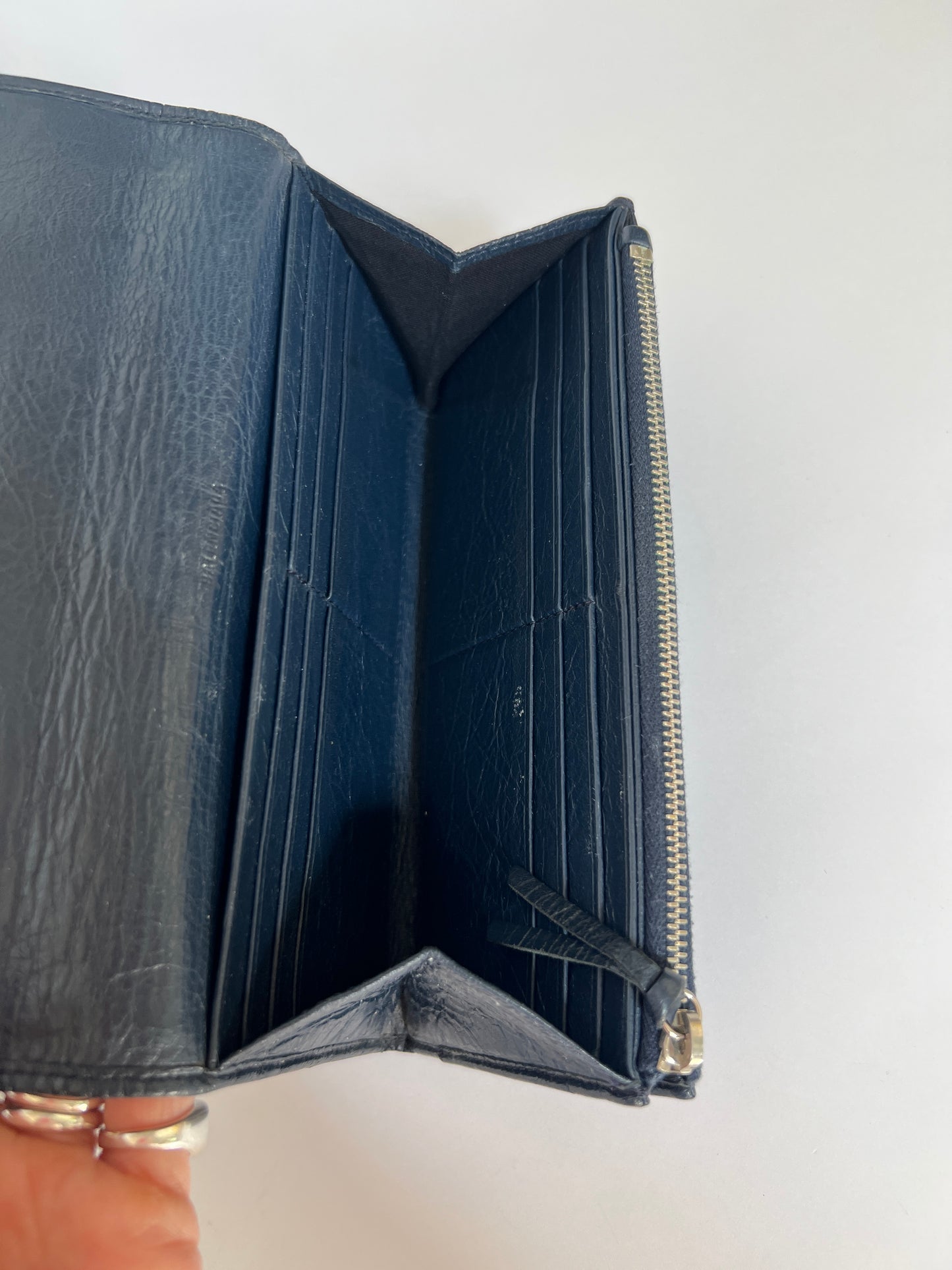 Balenciaga Motorcycle Navy Leather Wallet