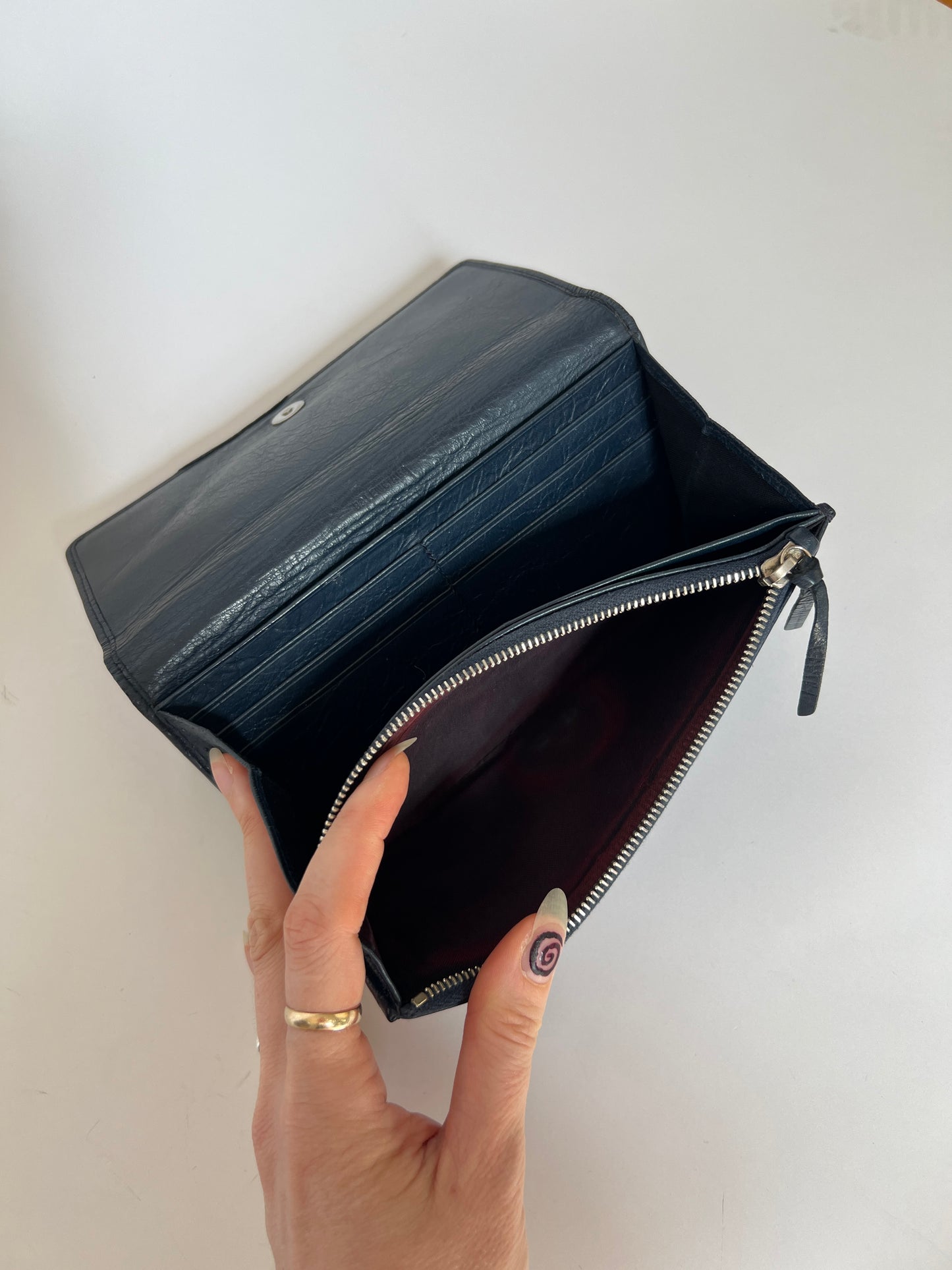 Balenciaga Motorcycle Navy Leather Wallet