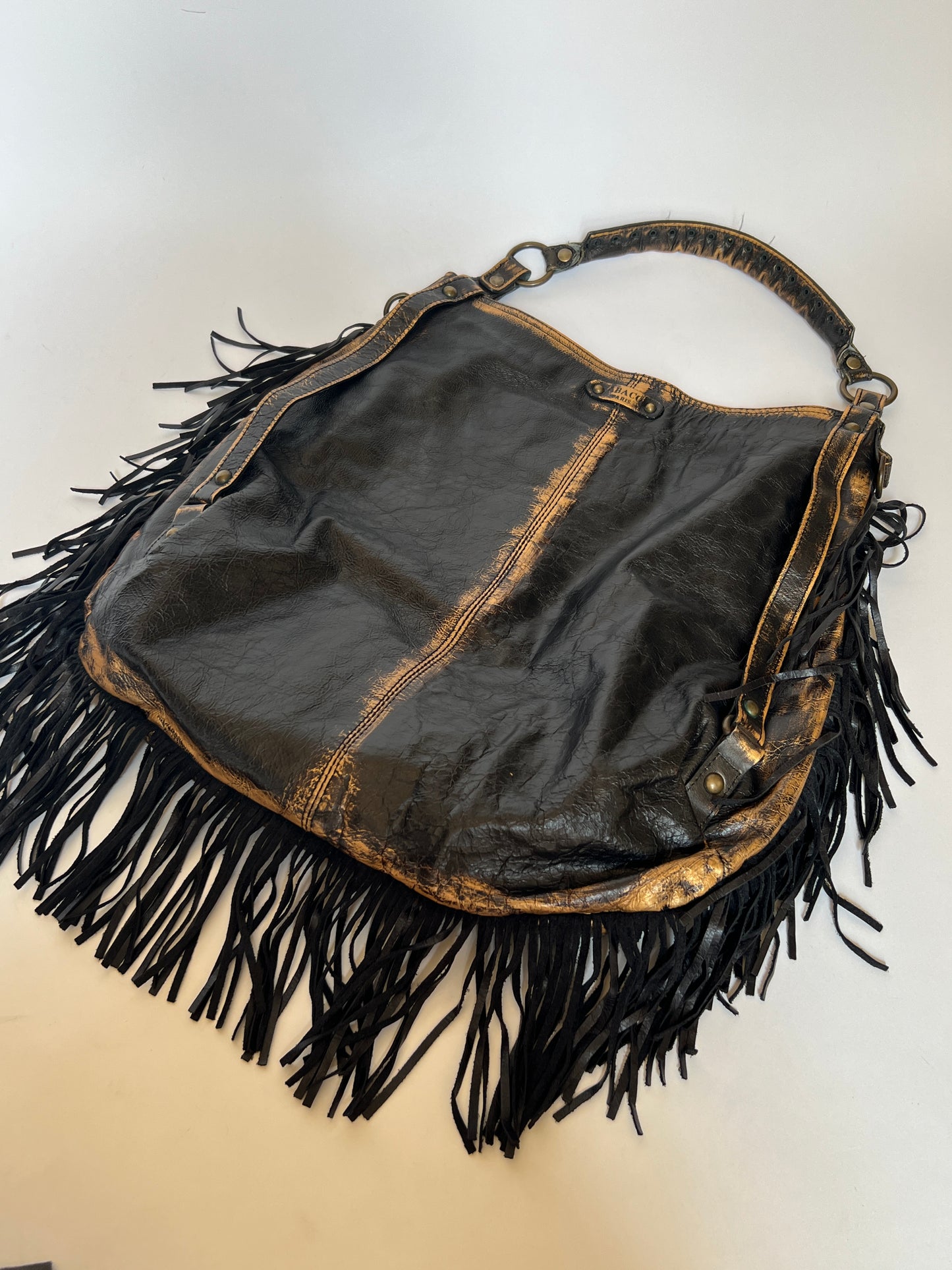 ABACO Paris Oversized Distressed Leather Fringe Hobo