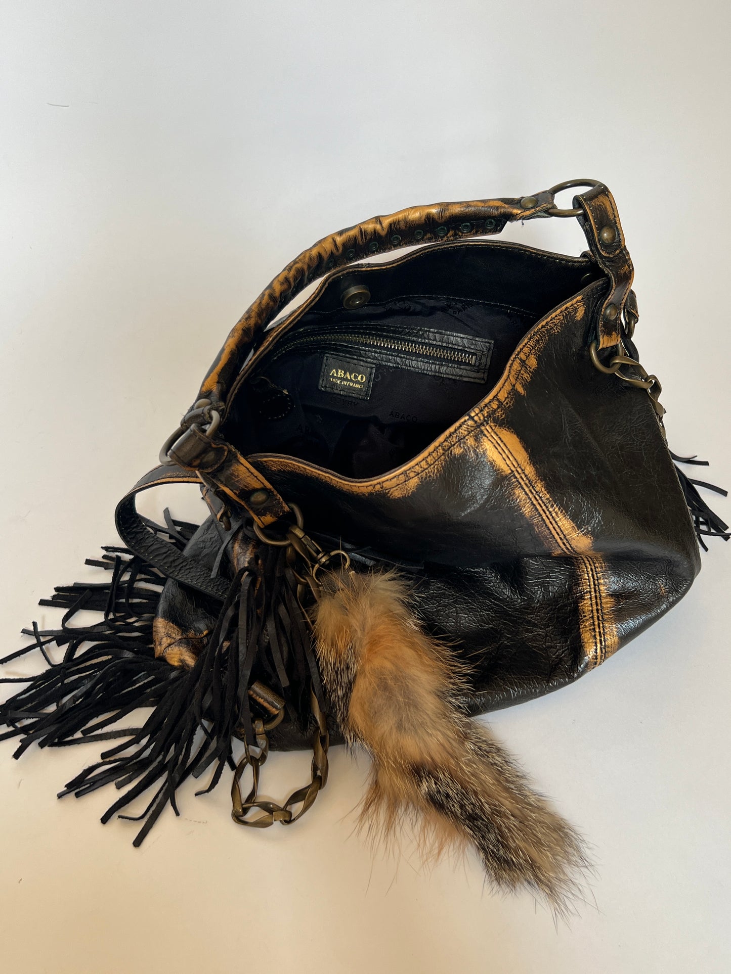 ABACO Paris Oversized Distressed Leather Fringe Hobo