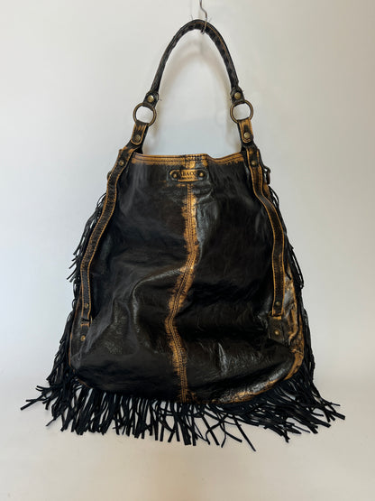 ABACO Paris Oversized Distressed Leather Fringe Hobo