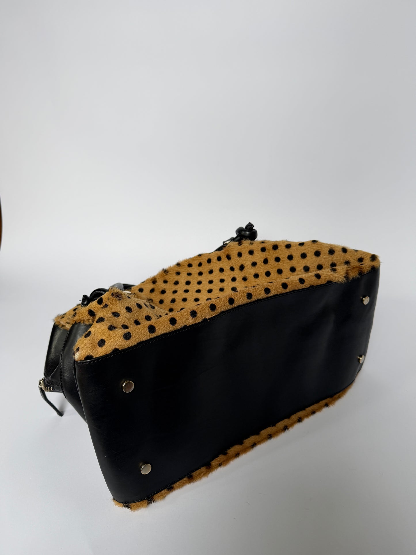 Polka Dot Pony Hair Boston Bag