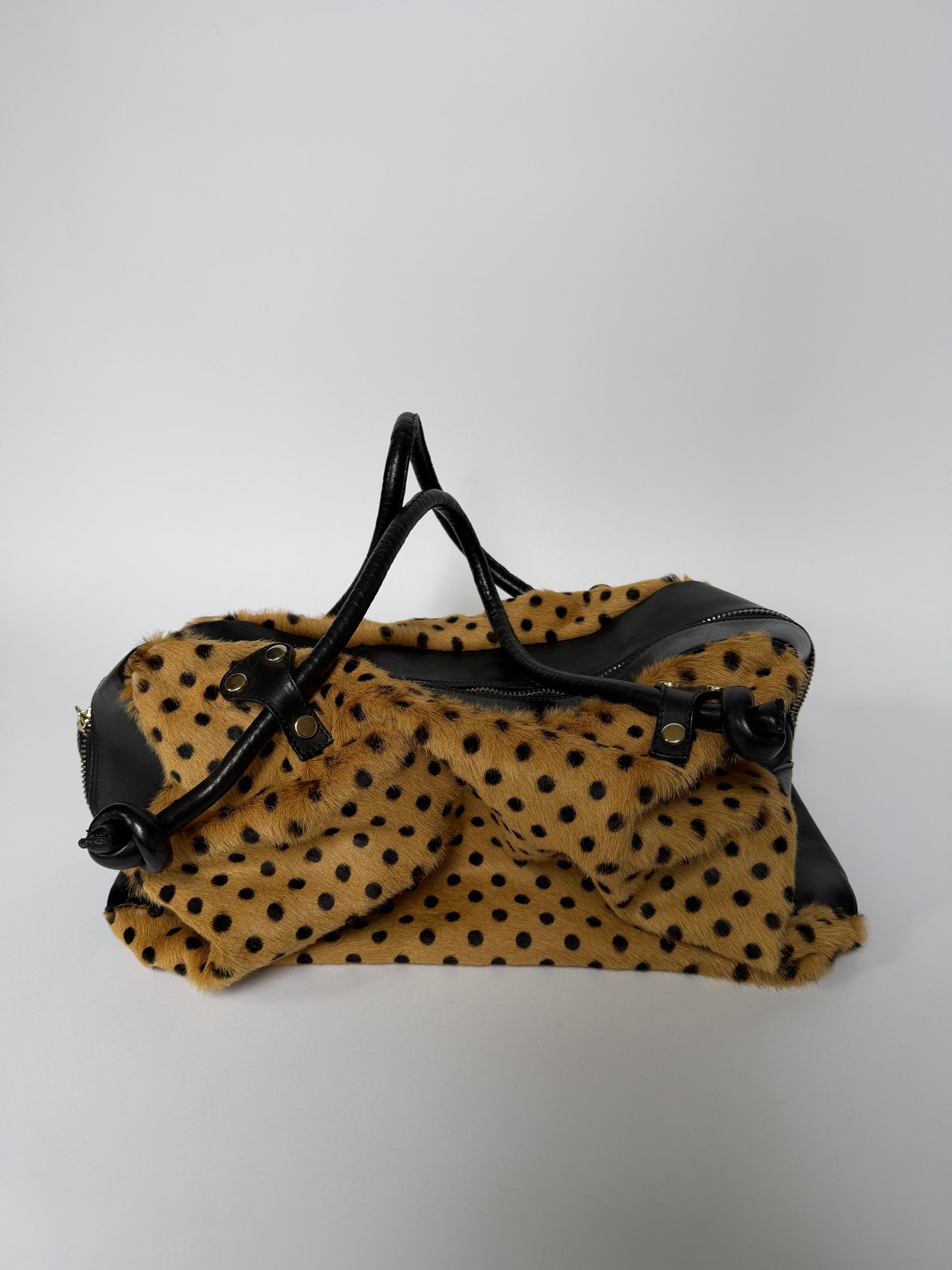 Polka Dot Pony Hair Boston Bag
