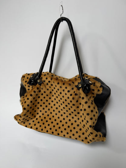 Polka Dot Pony Hair Boston Bag