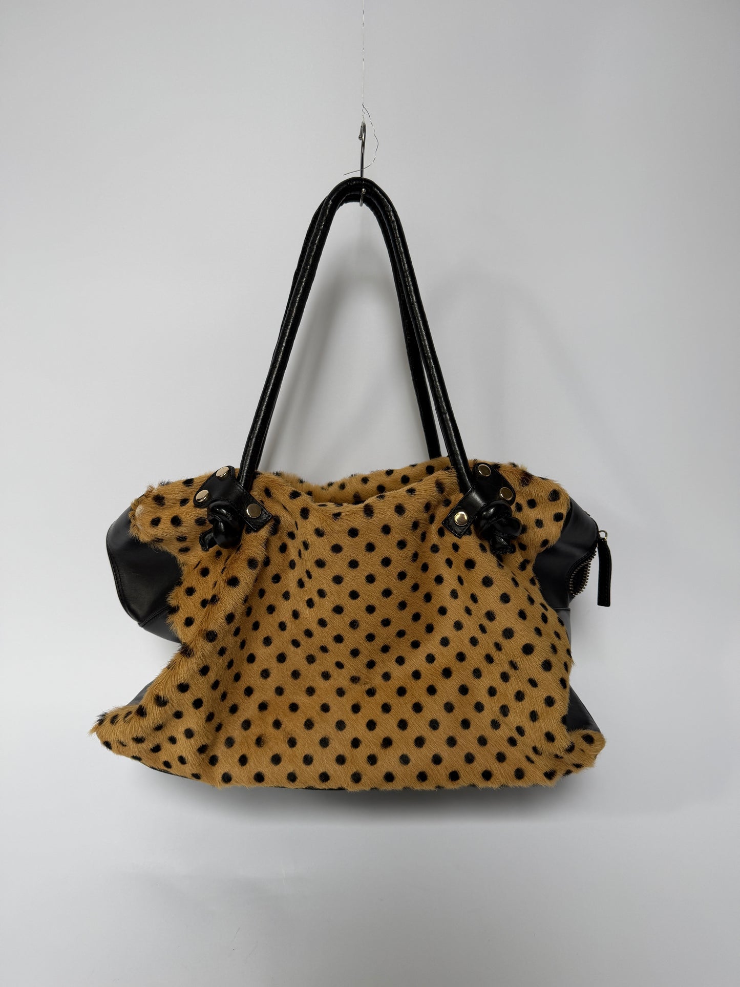 Polka Dot Pony Hair Boston Bag