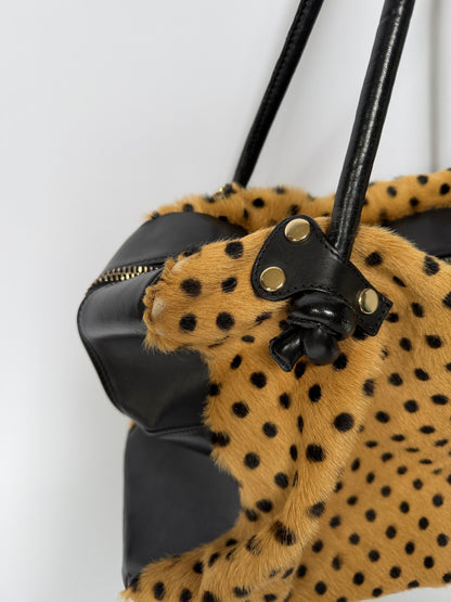 Polka Dot Pony Hair Boston Bag