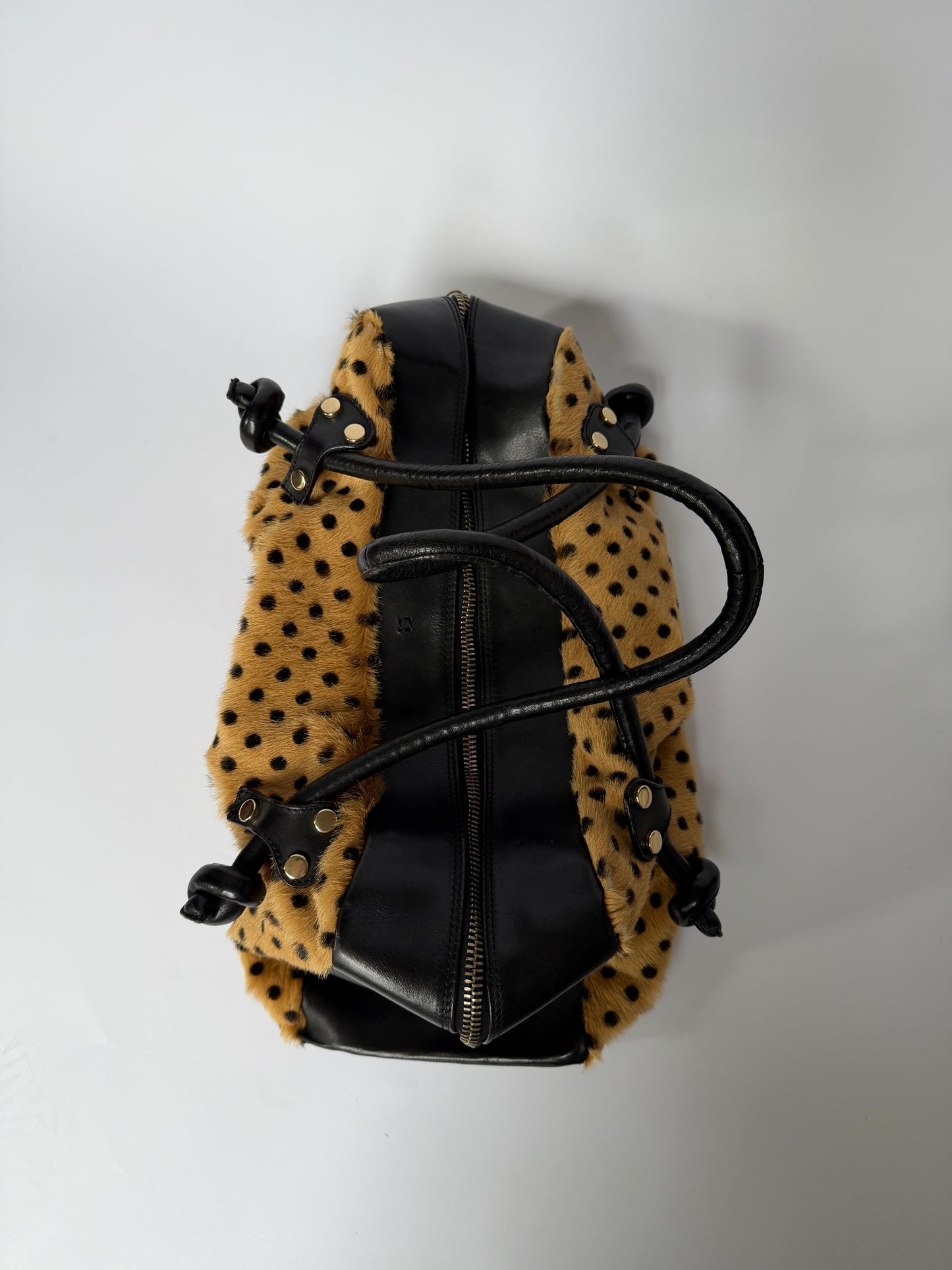 Polka Dot Pony Hair Boston Bag