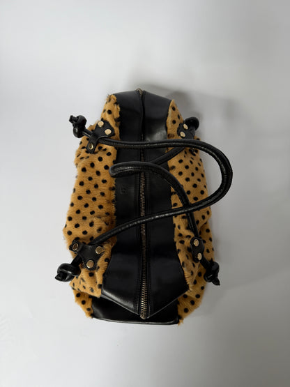 Polka Dot Pony Hair Boston Bag