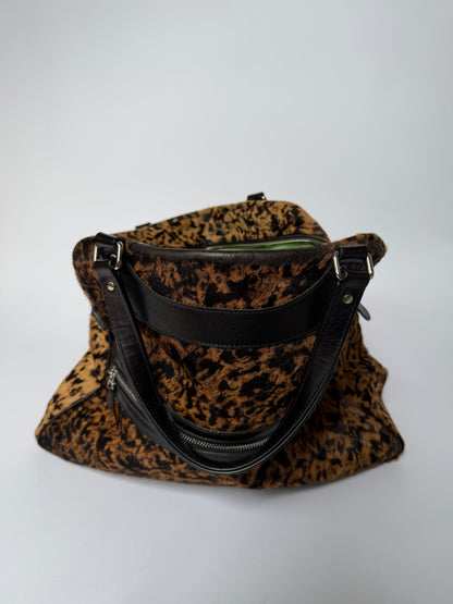 Jacques Leopard Print Calf Hair Duffle Bag