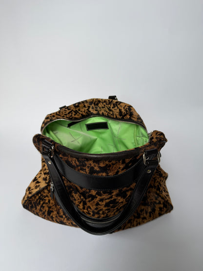 Jacques Leopard Print Calf Hair Duffle Bag