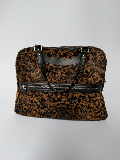 Jacques Leopard Print Calf Hair Duffle Bag