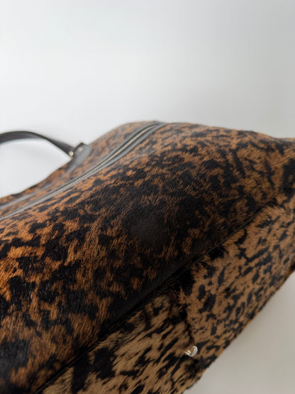 Jacques Leopard Print Calf Hair Duffle Bag