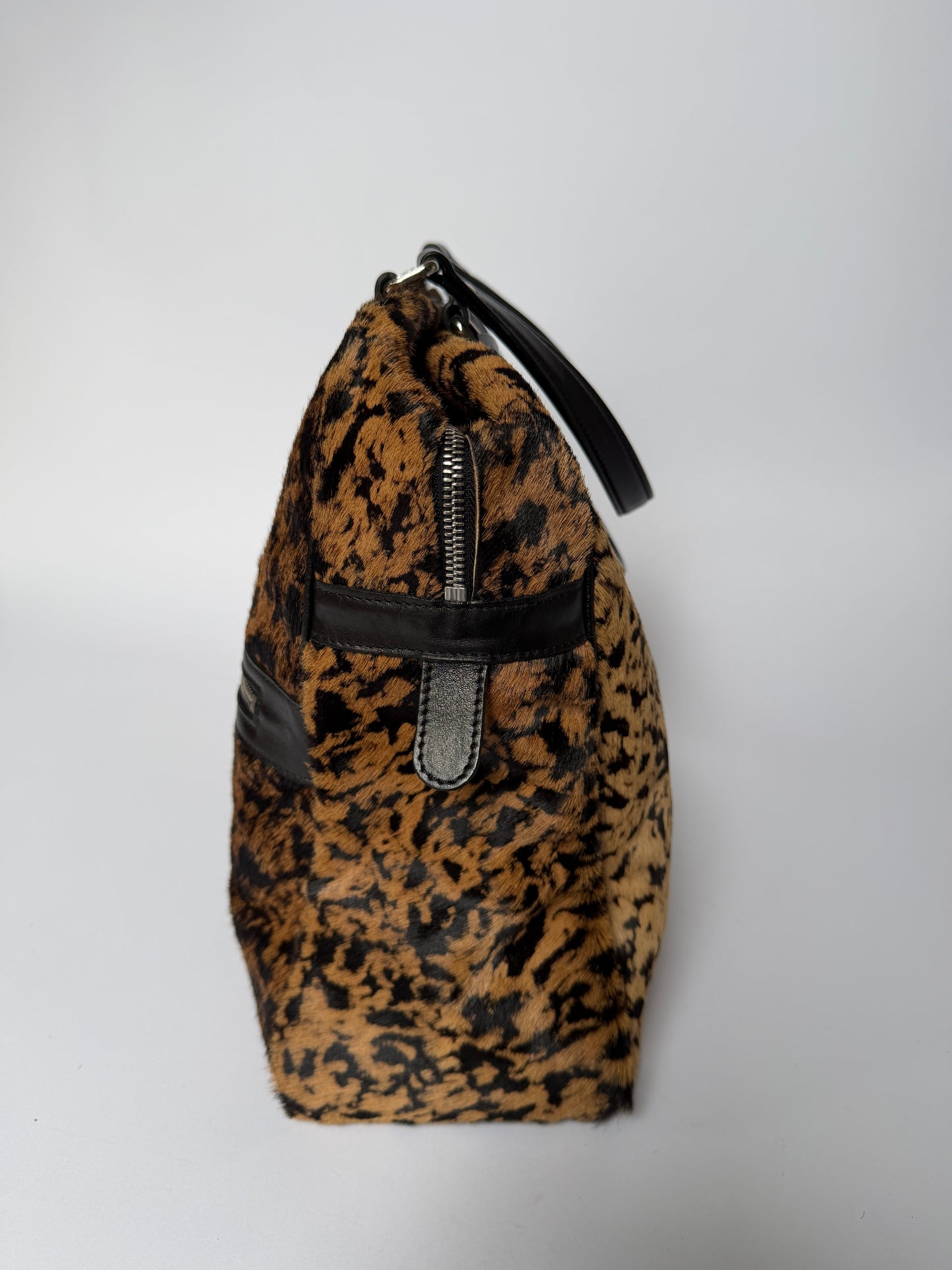 Jacques Leopard Print Calf Hair Duffle Bag