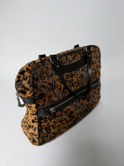 Jacques Leopard Print Calf Hair Duffle Bag