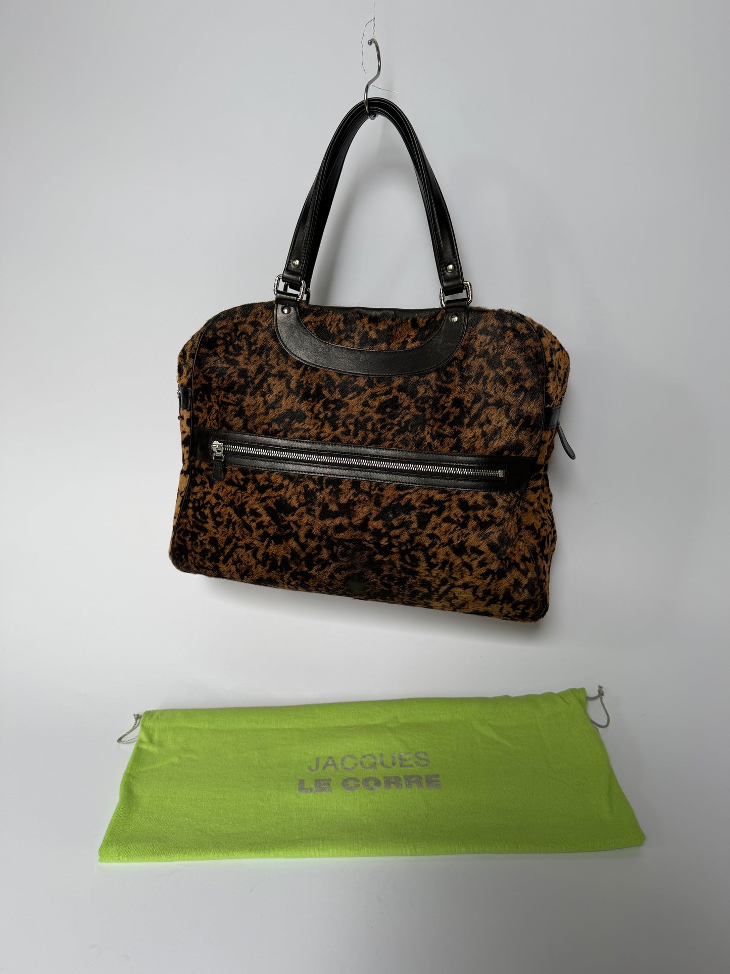 Jacques Leopard Print Calf Hair Duffle Bag