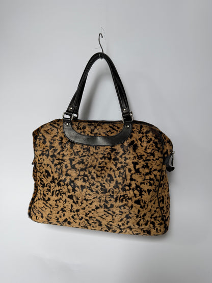 Jacques Leopard Print Calf Hair Duffle Bag