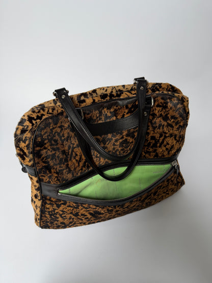 Jacques Leopard Print Calf Hair Duffle Bag