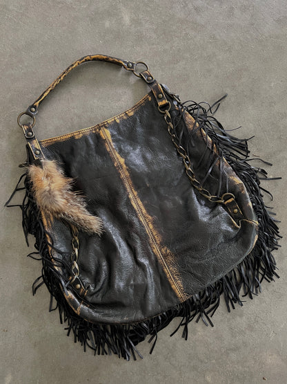 ABACO Paris Oversized Distressed Leather Fringe Hobo