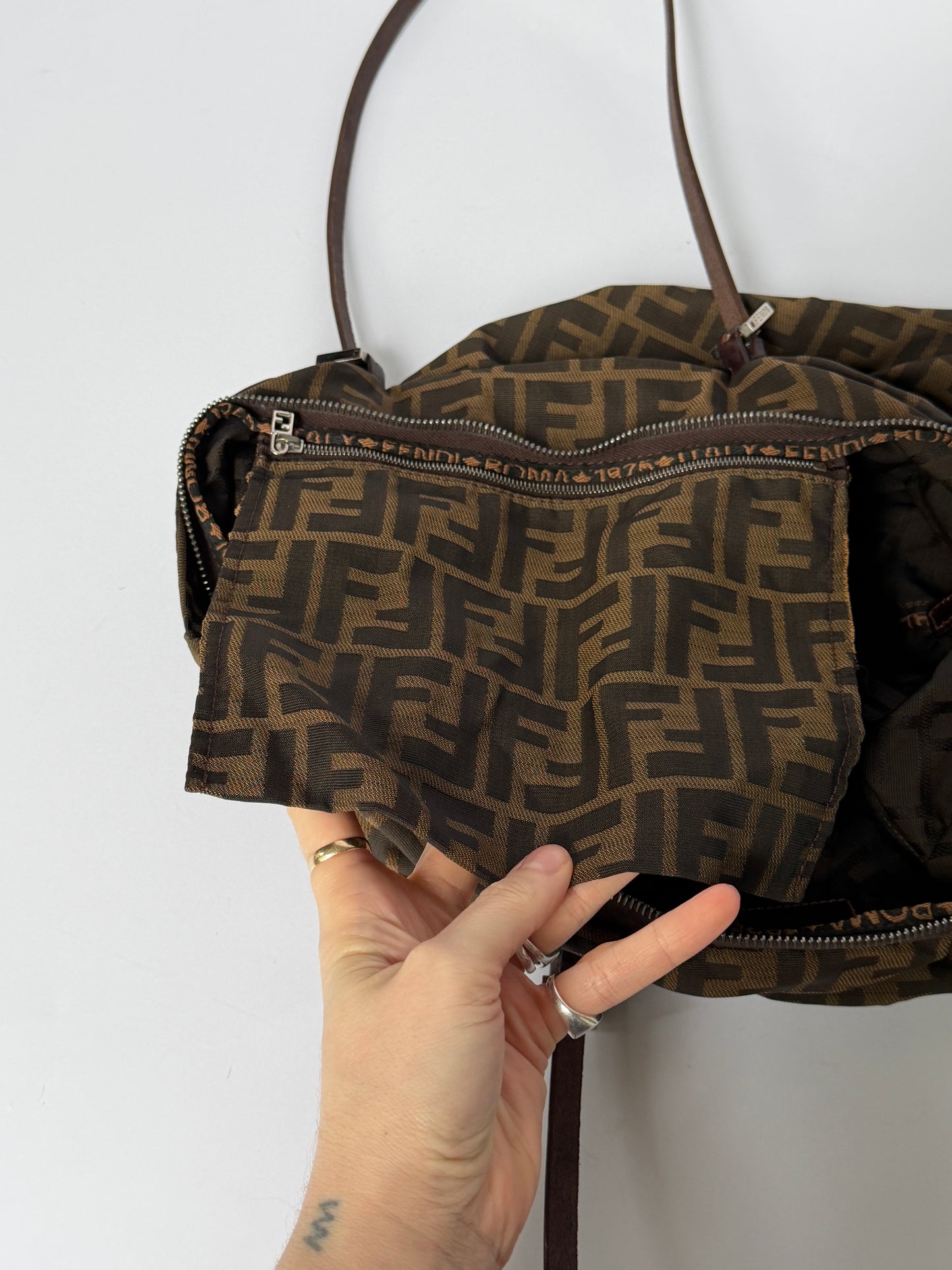 Fendi Zucca Nylon Mamma Bucket Bag