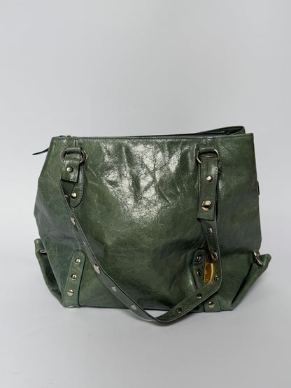 Crinkle Leather Handbag in Teal