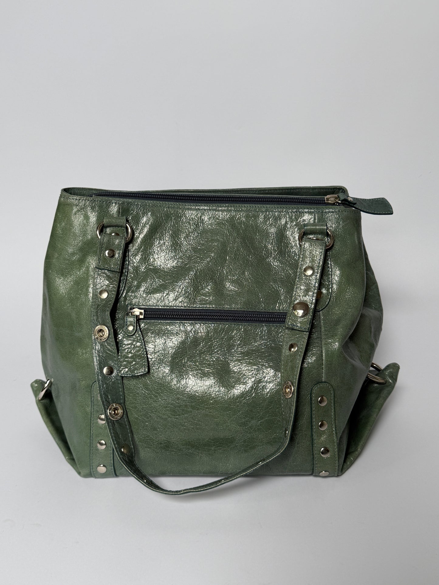 Crinkle Leather Handbag in Teal