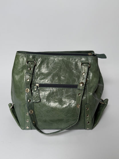 Crinkle Leather Handbag in Teal
